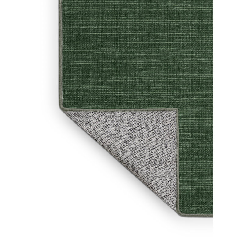 Machine Washable Solid Green Area Rug, Round 5'