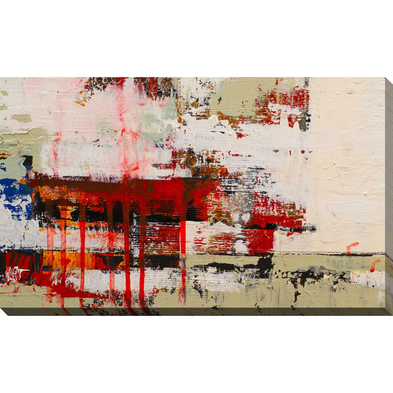 « abstract red », reproduction de peinture à l’acrylique sur toile tendue, H 28 po x l 48 po x P 1,5 po