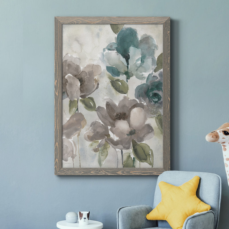 Topaz Garden II - Peinture sur toile encadrée, H 44 po x l 31 po x P 1 po, Encadré gris