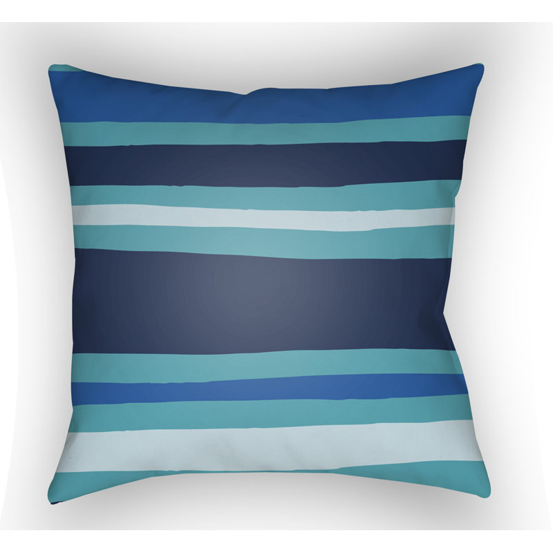 Littles Striped Throw Pillow, Turquoise/Dark Blue, 18" H x 18" W x 4" D
