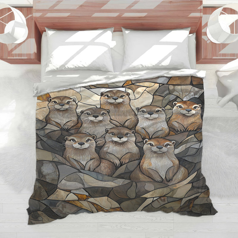 Édredon loutre animaux de literie Art déco, Grand lit