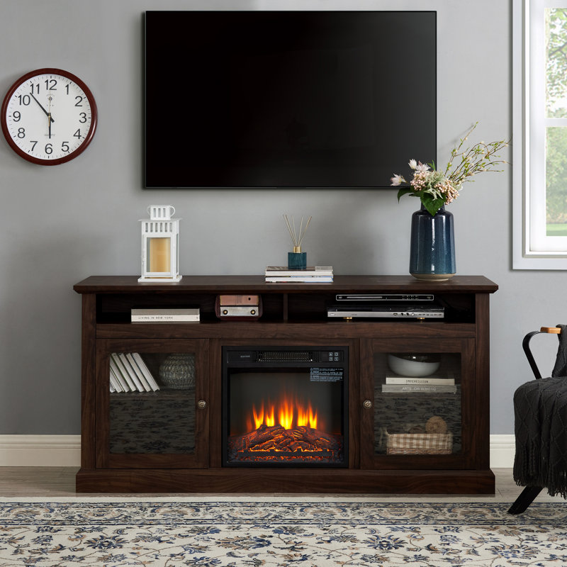 Meuble télé avec armoire et foyer