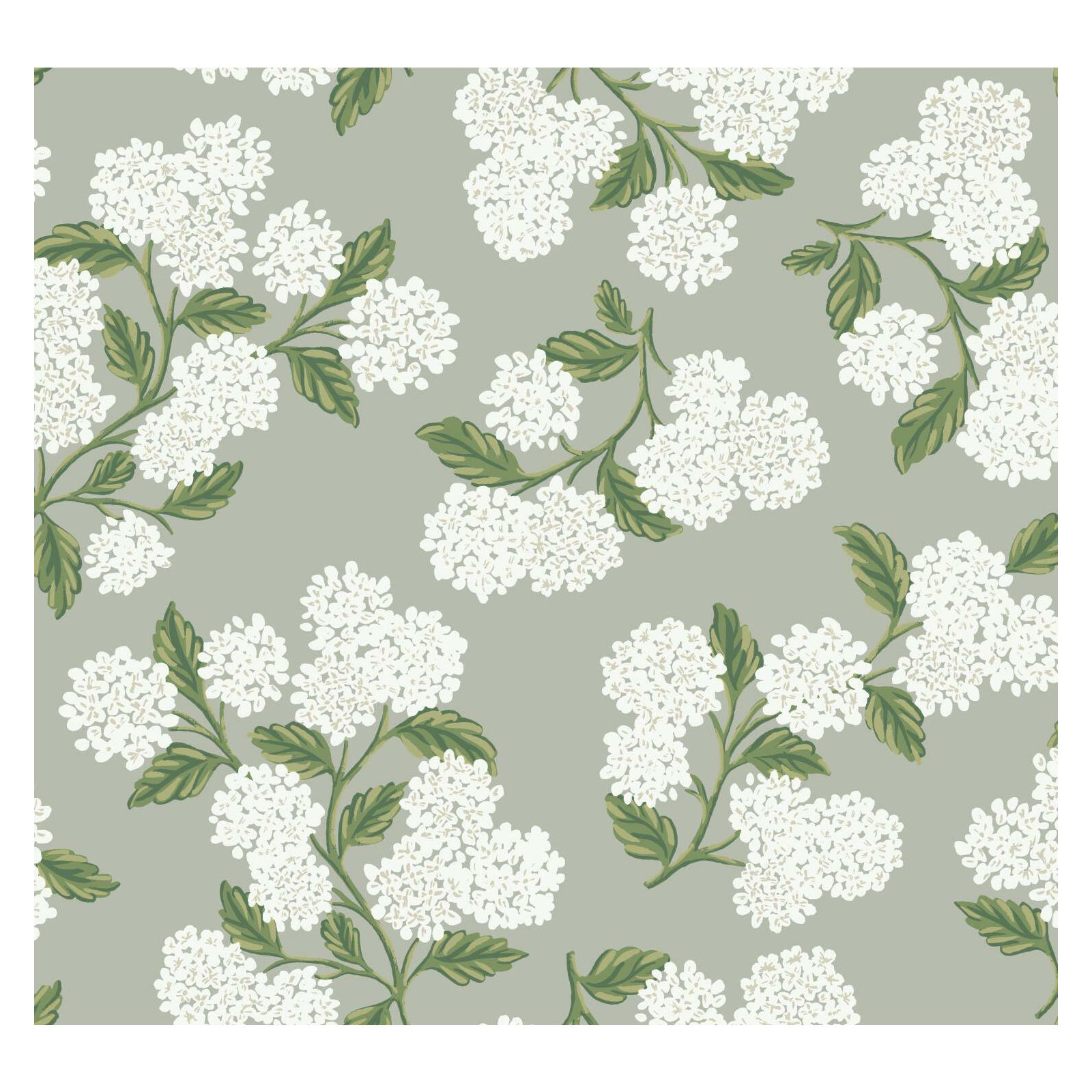 Hydrangea 27' x 27" Wallpaper, Gray/White