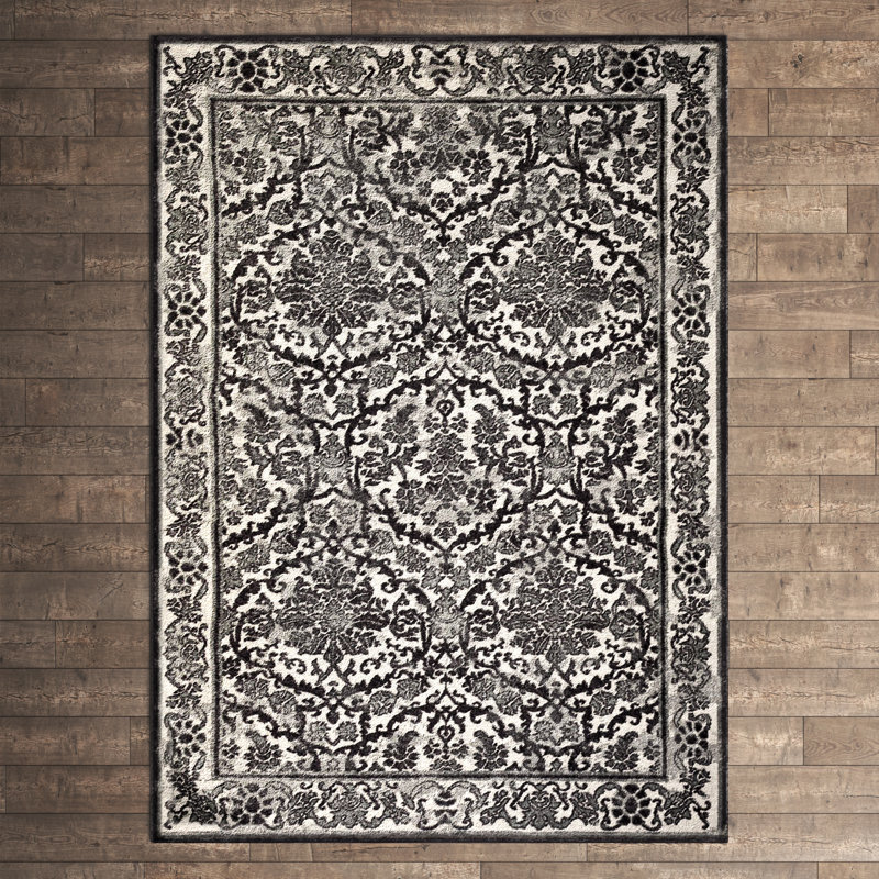 Tapis oriental ivoire / gris Alessia, Rectangle 11 pi x 15 pi