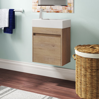 Rebecka 18.1'' Single Bathroom Vanity with Ceramic Top