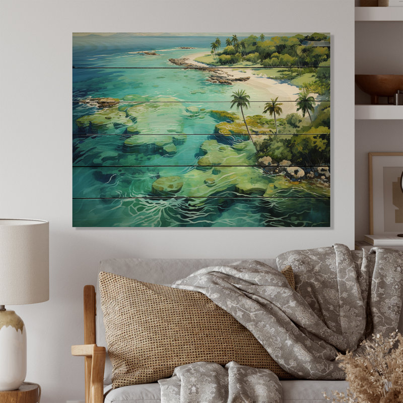 Ishrak Caraibe, paradis tropical sur bois, H 24 po x l 32 po x P 0,78 po