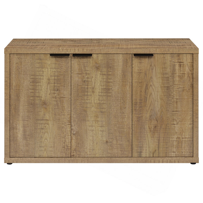 Pamplona Mango Brown 3-Door Engineered Wood Accent Cabinet, 30" H x 47.25" W x 15.5" D