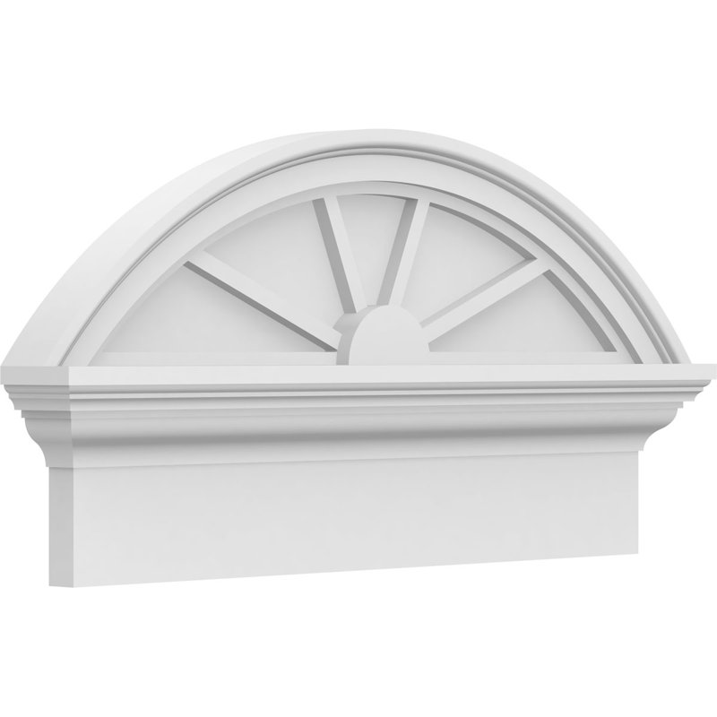 24"W x 12-7/8"H x 2-3/4"P Segment Arch 4 Spoke Architectural Grade PVC Combination Pediment, 12-7/8" H  x 24" W  x  2-3/4" D