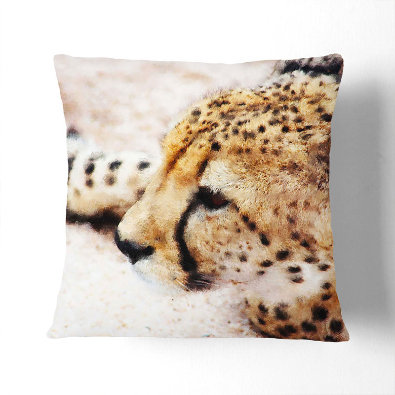 Cheetah Vol.1 Painting Square Throw Cushion, 40cm H x 40cm W x 15cm D, Black