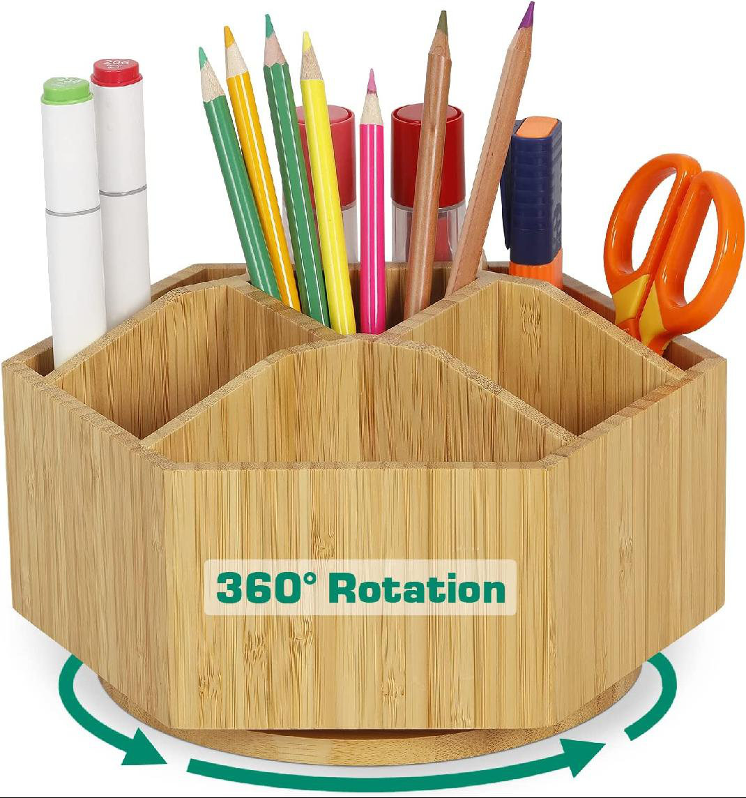 Red Barrel Studio® Bamboo Rotating Art Supply Organizer -Office Desk  Organizers, Colored Pencil Holder With 7 Sections, Home School Supplies  Organizer And Storage For Pen Pencil Crayon Marker And Craft Supplies