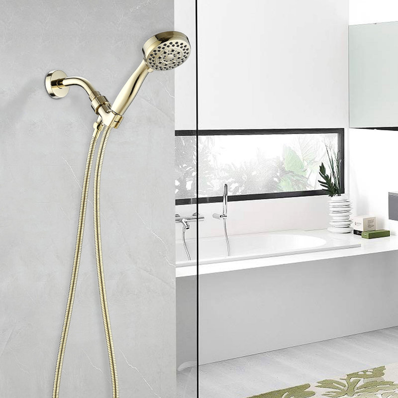 5 Mode Adjustable Settings Handheld Shower Head With Hose High Pressure Shower Heads, Gold