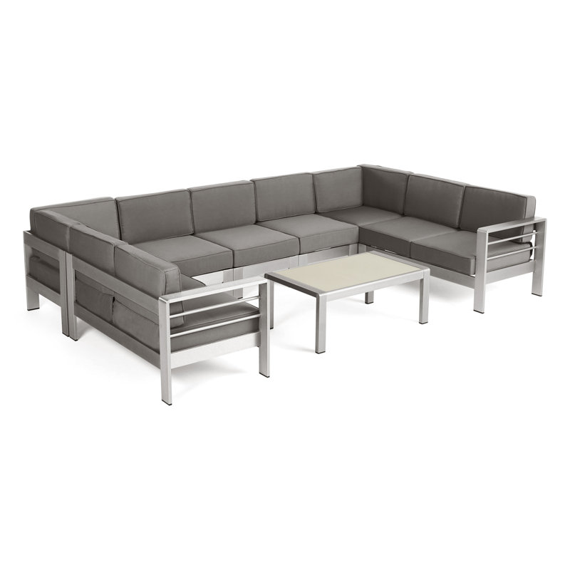 Ensemble de conversation modulaire avec coussins 6 pièces Caggiano
