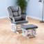 Luxueux fauteuil coulissant rembourré avec repose-pieds en microfibre gris foncé-599785322