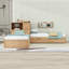 Lit plateforme simple et simple à 2 tiroirs en bois avec lit gigogne et tablettes-446219299
