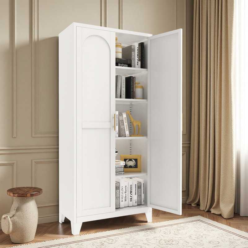 71'' 2 Shapely Doors Cabinet, Metal Storage Cabinet With Doors And Adjustable Shelves, For Bedroom, Living Room, Kitchen