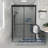 48" X 76" Framed Double Sliding Shower Door With Gray Tempered Glass, Matte Black