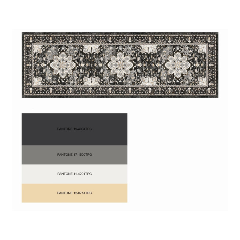 Kitchen Rug Set(3 Piece), Black
