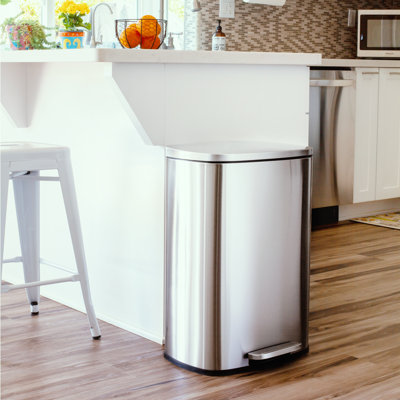 Imler 13.2 Gallon Stainless Steel Rectangular Step-On Trash Can