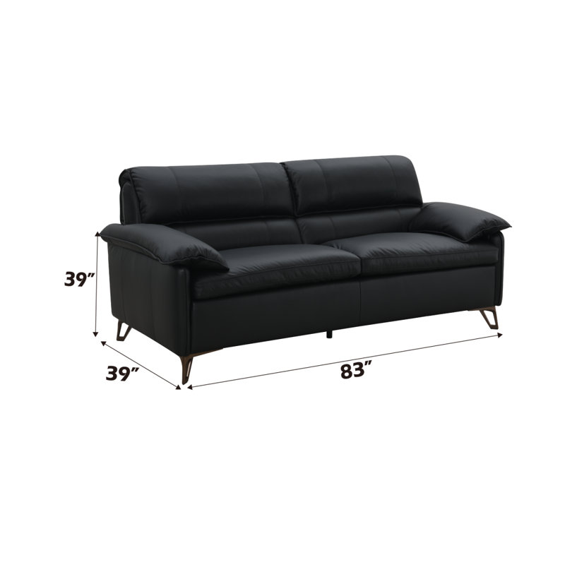 Eilene Loveseat, Black Top Grain Leather LV03701