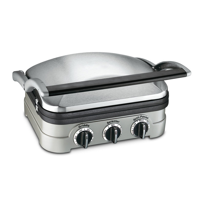 Cuisinart 5-In-1 Griddler With Reversible Nonstick Grill And Griddle Plates, Silver (Cgr-4Nasc)