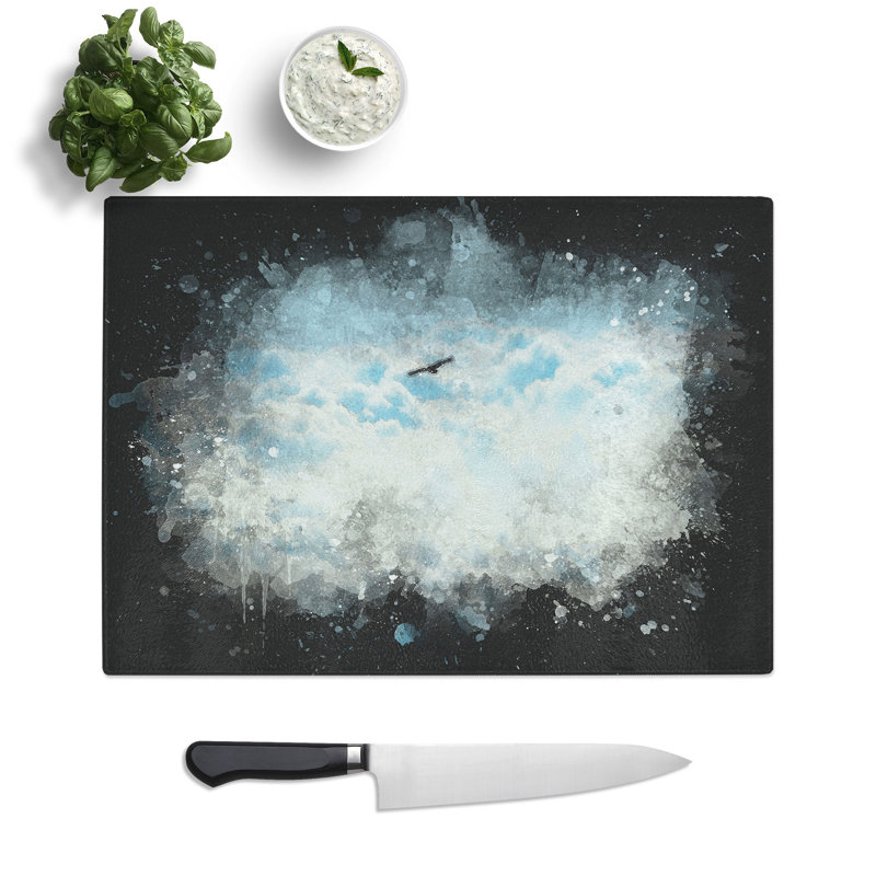 Tempered Glass Bird Through the Clouds Chopping Board, 28.5 cm x 39 cm