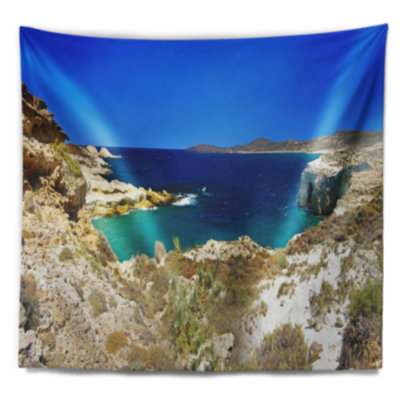 Tapisserie panorama milos island bay shore