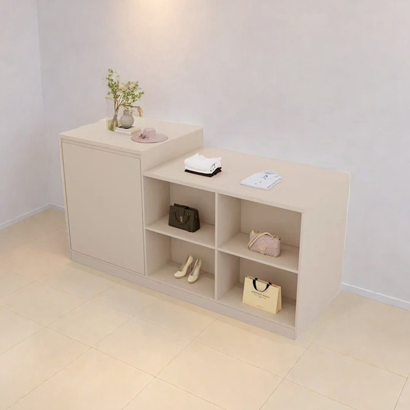 Vitrine moderne et simple, Blanc, crème, H 35,43 po x l 59,05 po x P 23,62 po