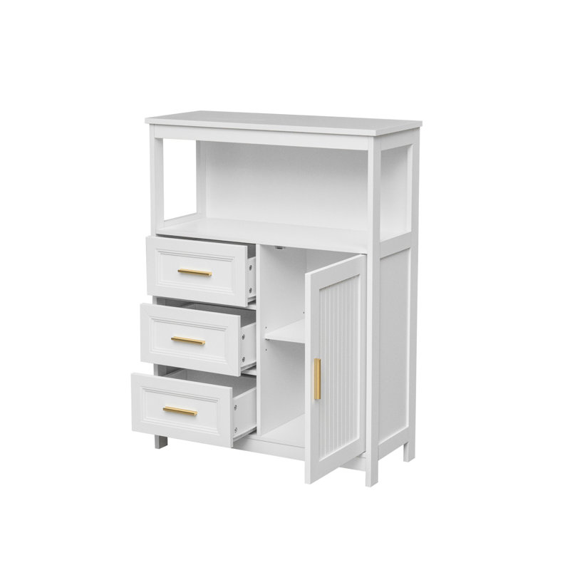 Buffet avec 3 tiroirs, armoire de rangement moderne de 28 po pour la cuisine, le salon et le vestibule