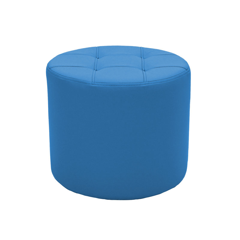 Faux Leather Ottoman, French Blue Faux Leather