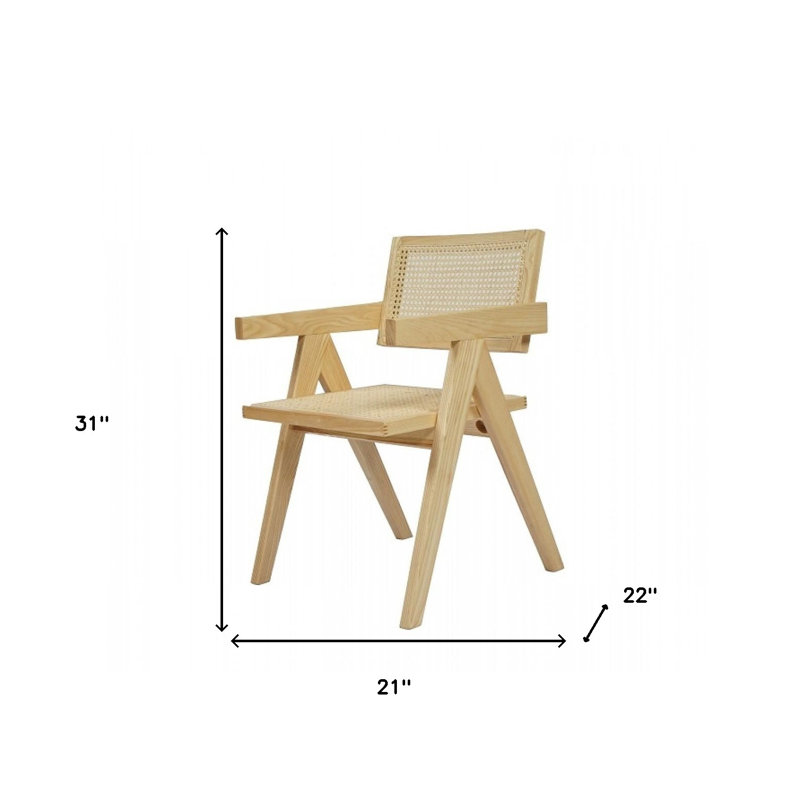 Chaise avec accoudoirs en bois naturel, Naturel