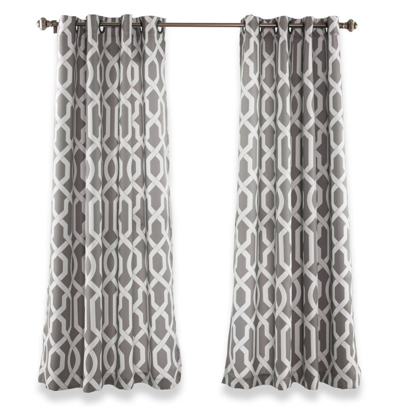 Trellis Room Darkening Curtain Pair, Gray, 52" W x 84" L