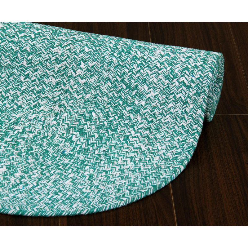 Tapis vert réversible tressé à la main, Rond 4 pi