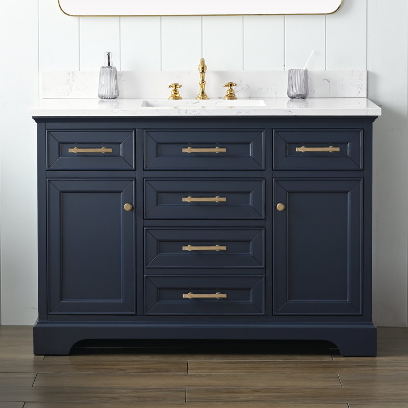 Thompson 48" W Single Vanity, Indigo Blue/Brushed Gold