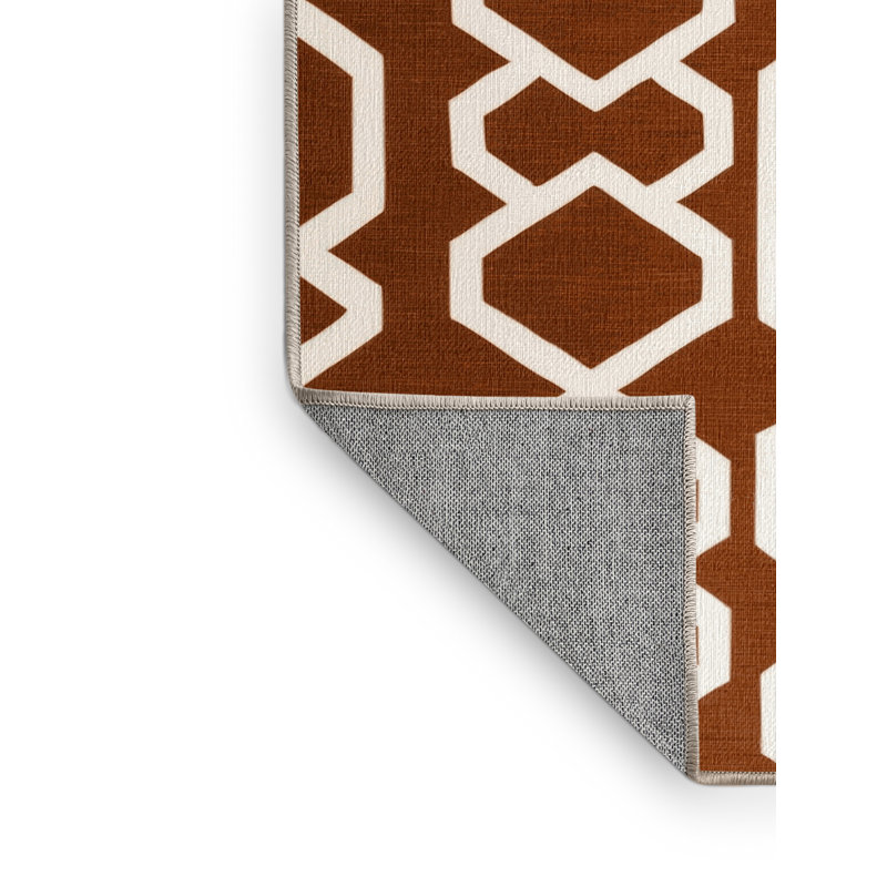 Tapis brun treillis lavable à la machine, Carré 6 pi