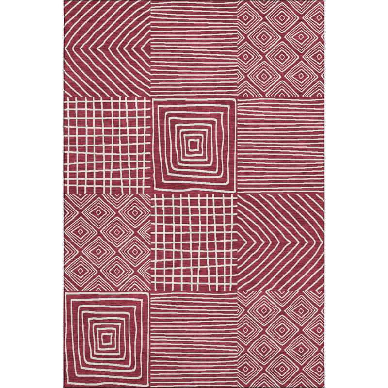 Tapis géométrique Corry AMF1044 lavable à la machine de qualité supérieure, Rectangle 10 pi x 14 pi