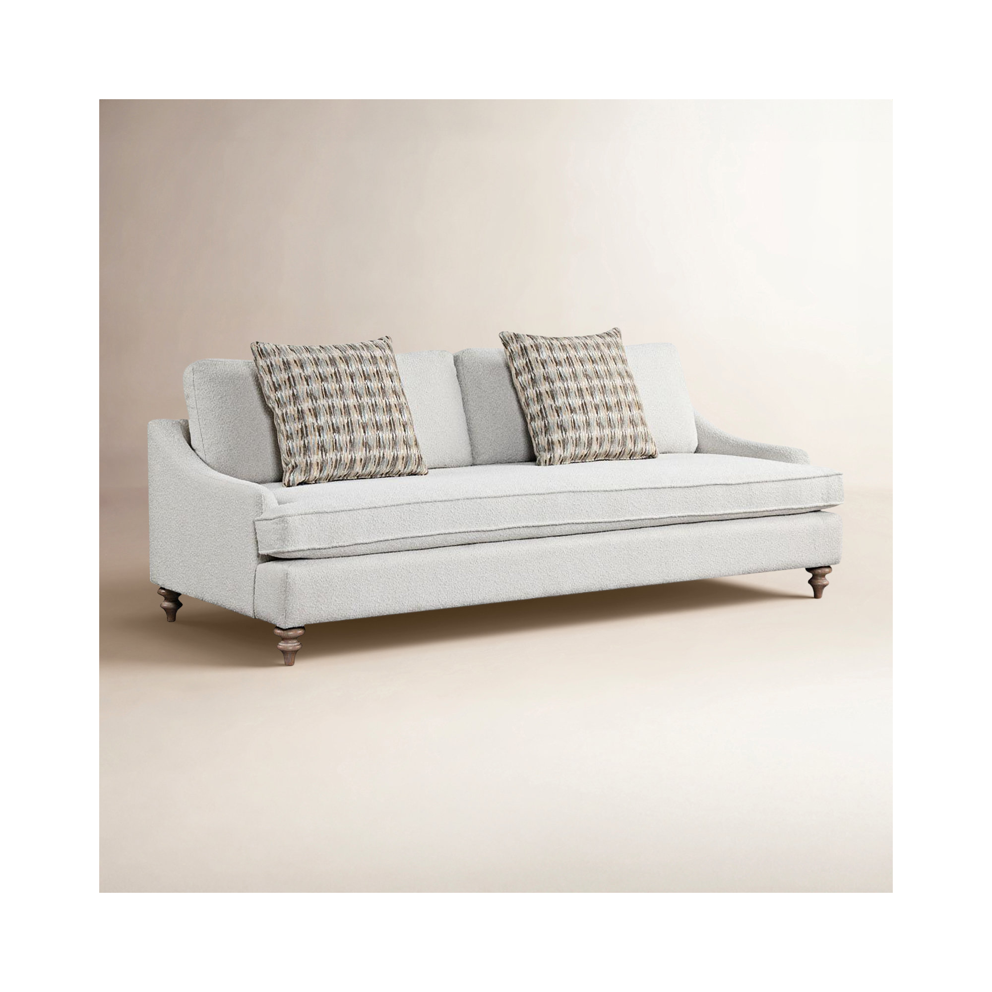 Haley Upholstered Sofa with Pillows, White