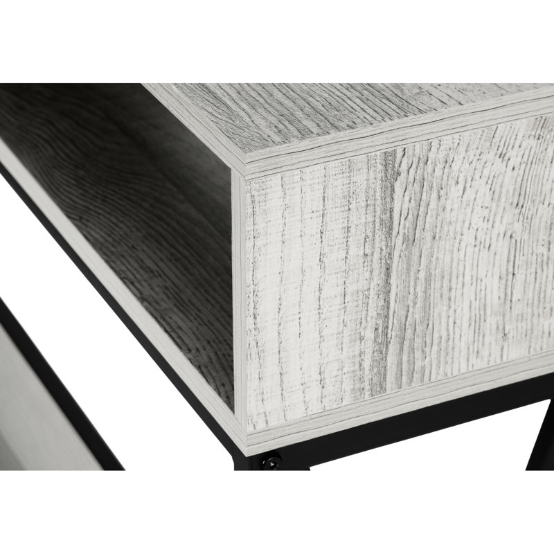 Table d'appoint contemporaine avec tablette inférieure - Métal gris et noir pour le salon en stratifié