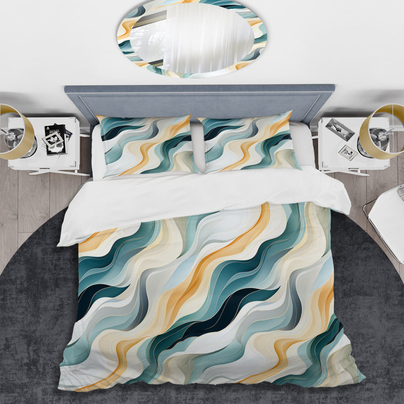 Coastal Reflections Abstract Duvet Cover, Twin Duvet Cover + 1 Standard Sham