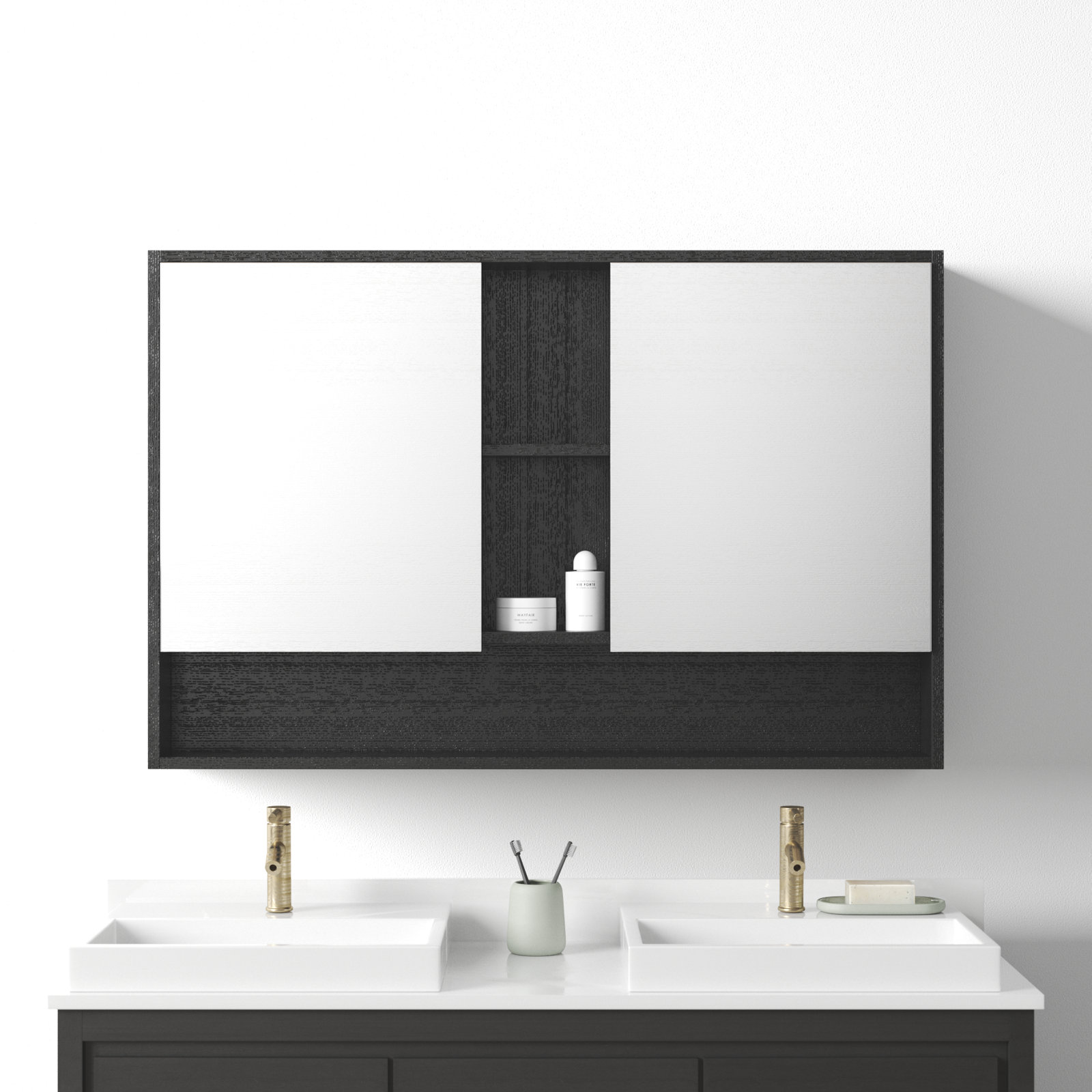 Maisie Surface Double Medicine Cabinet, Black