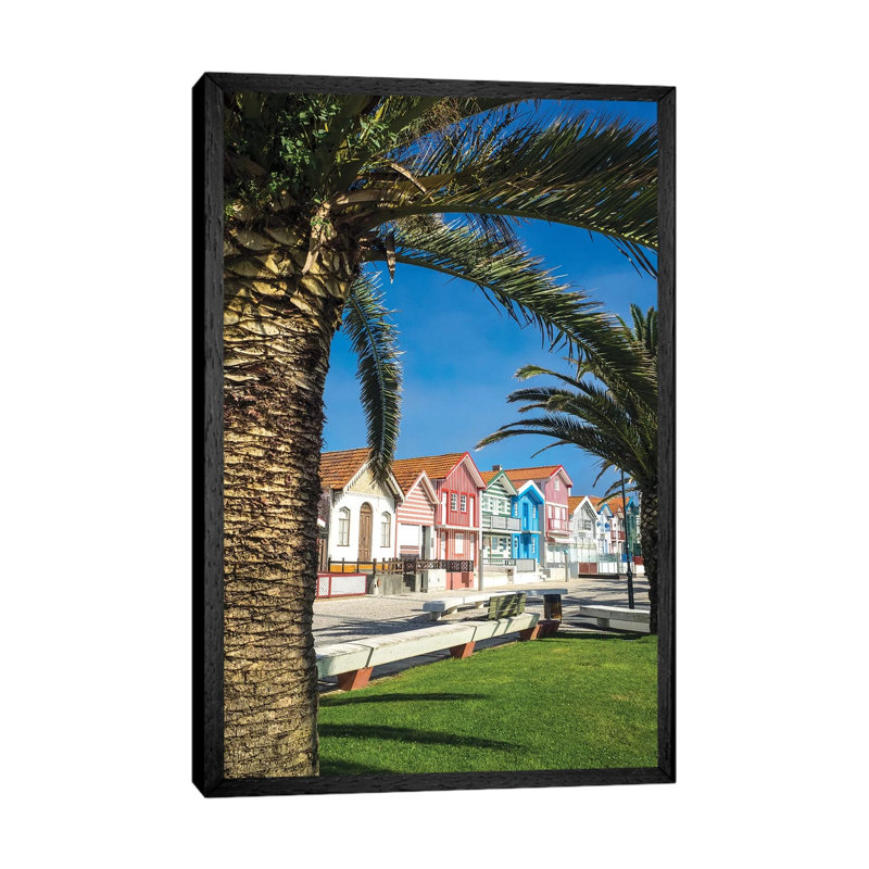 Houses in Palheiros, Costa Nova, Black, 66.04 cm H x 45.72 cm W