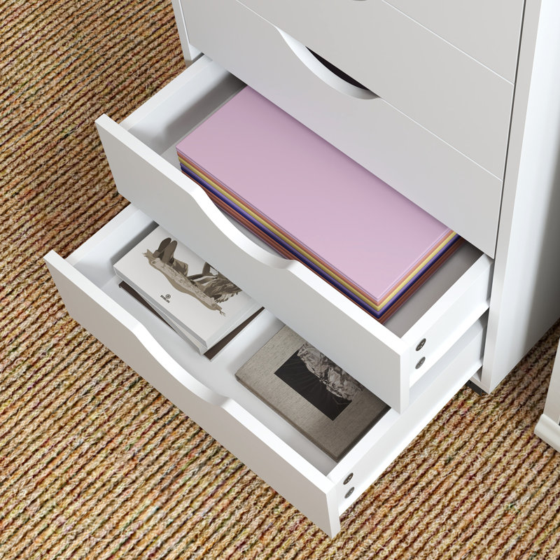 Mileno 5 Drawer Filing Cabinet, White