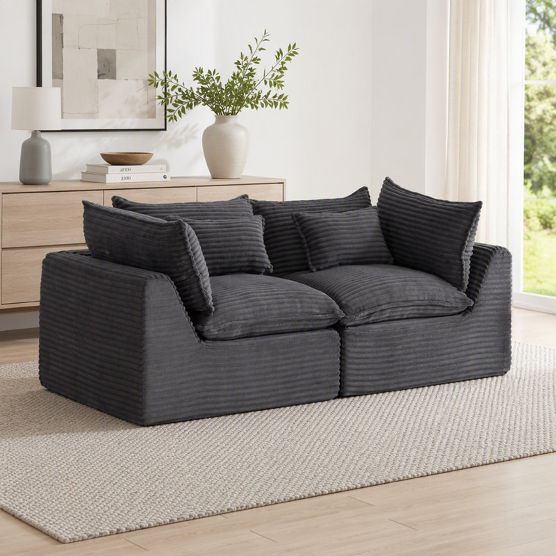 74.8" Width Cloud Couch Oversized Modular Sectional Sofa True Relax Comfy Couches Wide&Deep Seat Sofas for Living Room Furniture Sets, Corduroy Fabric,2Seat