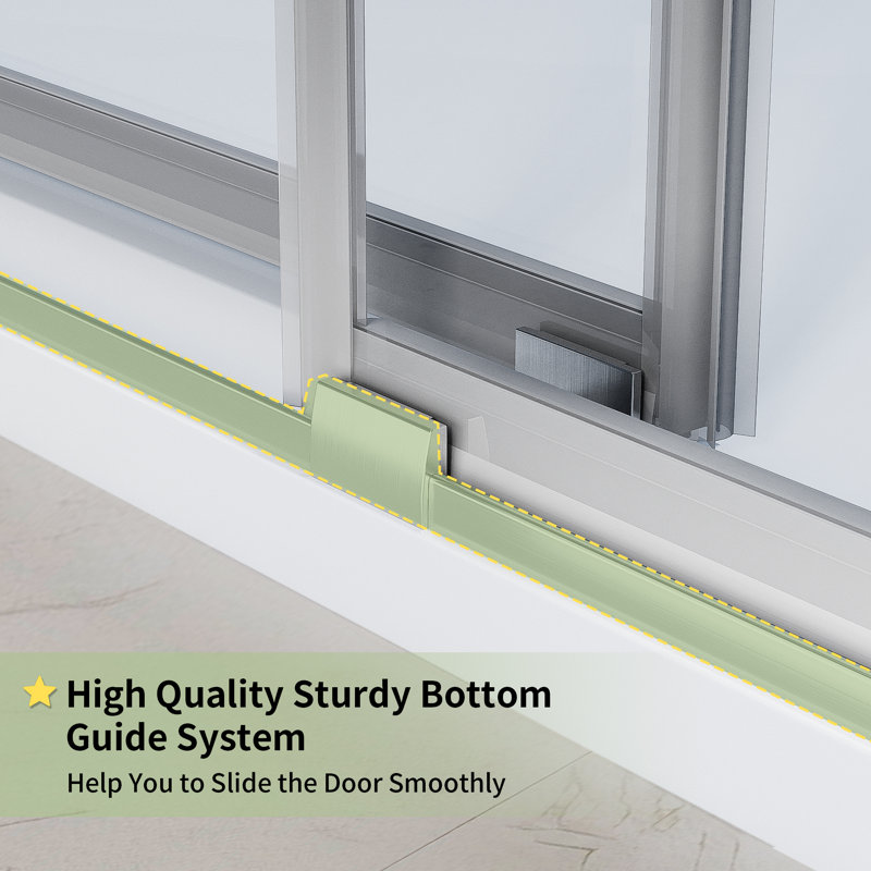 68-72"W X 76" H Double Sliding Soft-Closing Shower Door with 3/8" (10 mm) Tempered Glass, Brushed Nickel