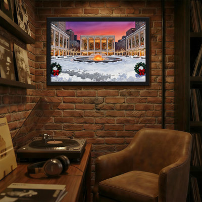 Christmas Winter Christmas Fountain Cityscape Scene