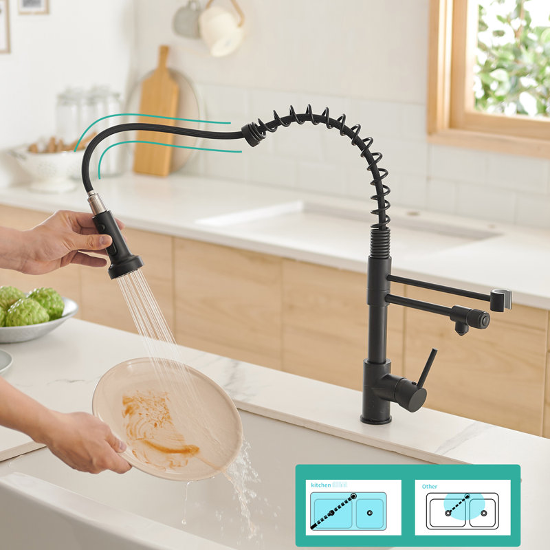 Purifier Kitchen Faucet For Drinking Water In Matte Black - Pull Down Filter, Double Pipe Outlet, Easy Maintenance With Filter Purifier, Simple Upkeep