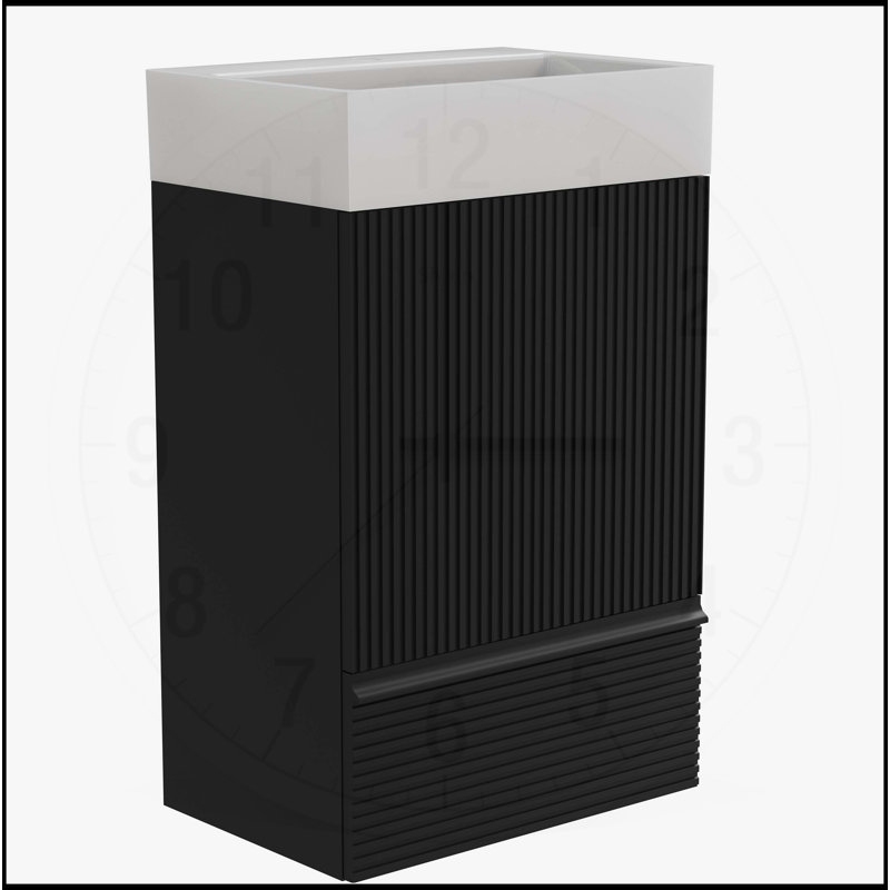 Meuble-lavabo élégant avec motif rayé et rangement fonctionnel, Noir