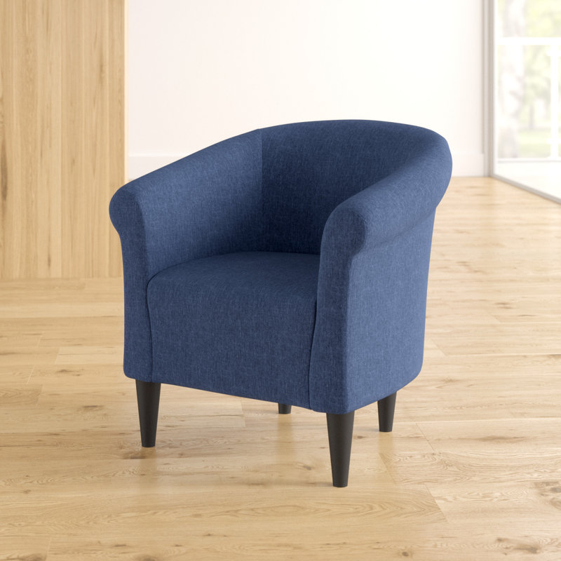 Fauteuil demi-tonneau de 31,5 po de largeur Liam, Tissu performance natté bleu marine Jitterbug