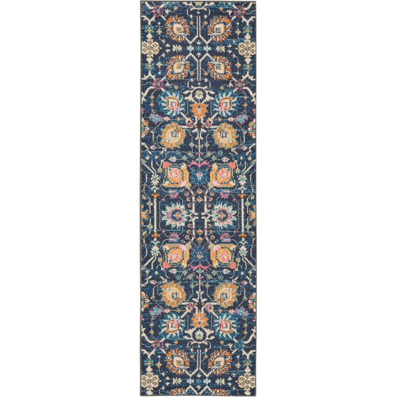 Tapis bleu marine Verda, Tapis de couloir 2 pi 2 po x 7 pi 6 po