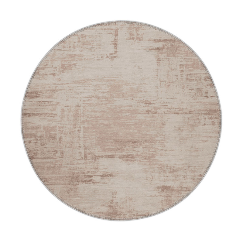 Tapis beige abstrait intérieur et extérieur, Rond 5 pi