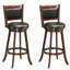 2 pièces 29 pouces tabouret de bar pivotant en bois avec siège rembourré en PVC-1125679735